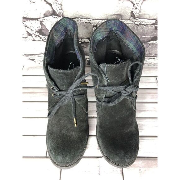 Indigo Clarks Black Suede Leather Ankle Stacked Heel Booties Sz Women 8M US/39EU - Picture 15 of 16